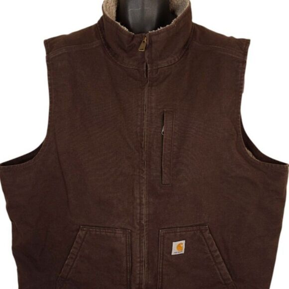 Carhartt Sherpa Lined Vest Mens Size 2XL Tall Dark Brown 104277 Work Wear Duck